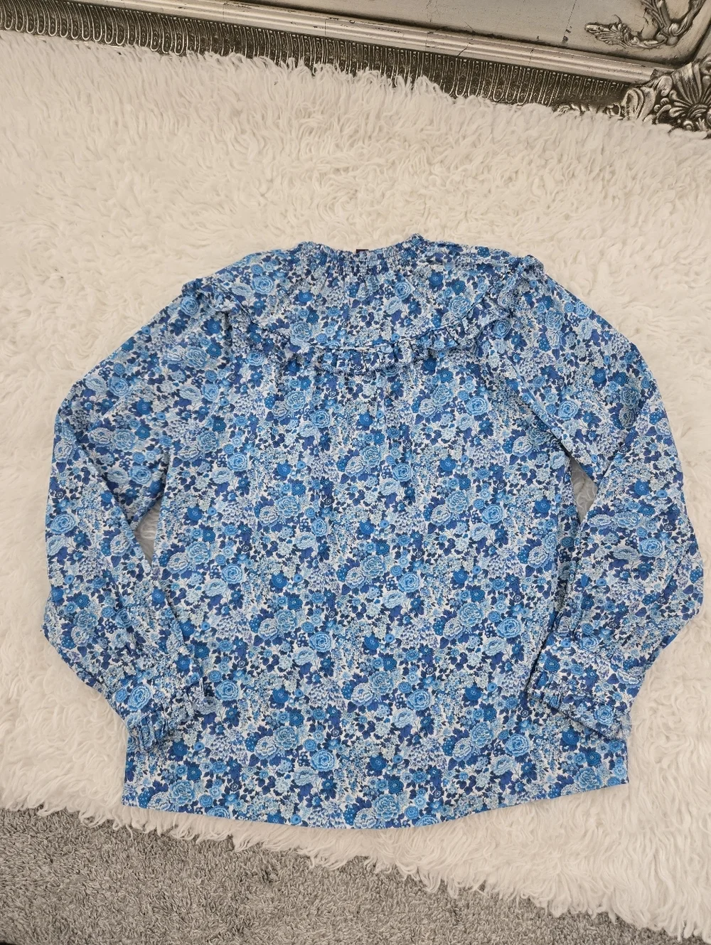 J.Crew 100% Cotton Made With Liberty Fabric Smocked popover top Elysian Floral.